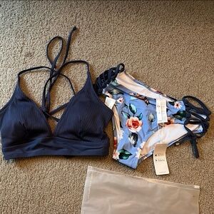 Cupshe Floral and Navy Bikini Set